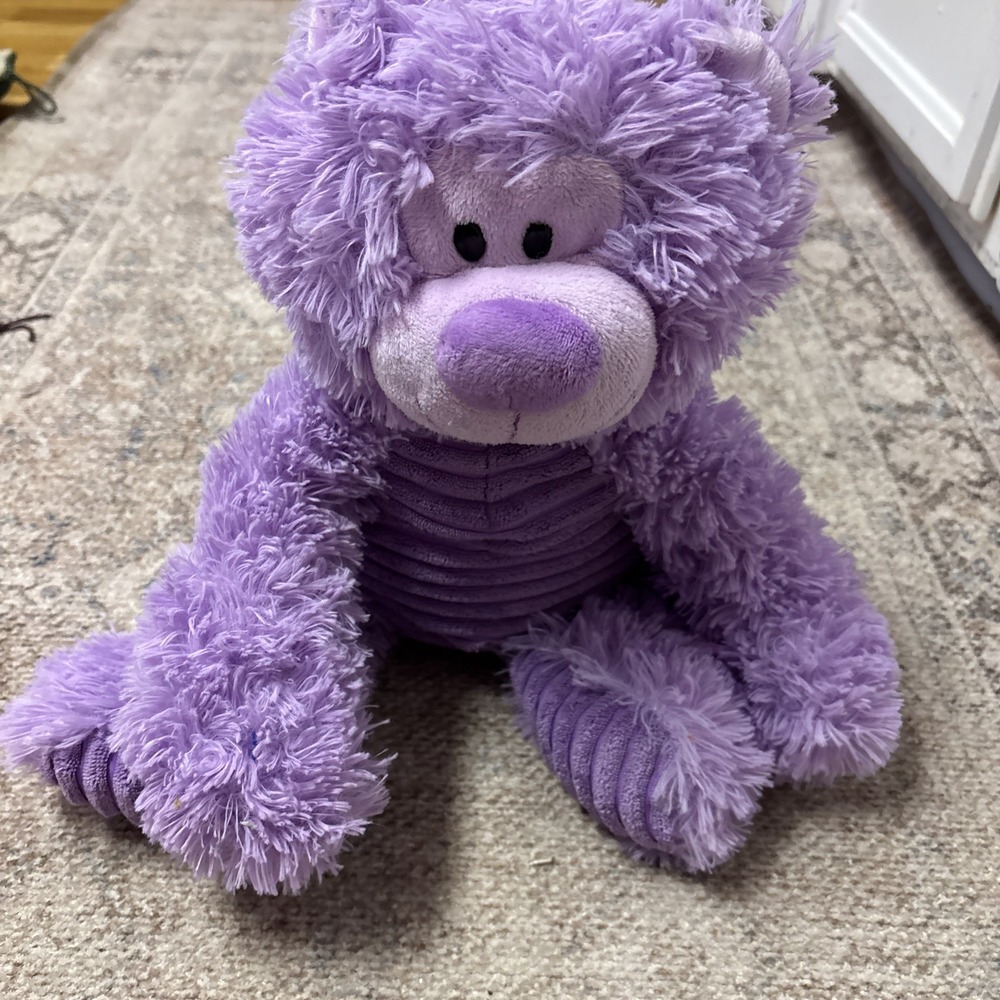 Purple Bear Plush Stuffed Animal with Corduroy Belly Soft Toy Snuggle Stuffs